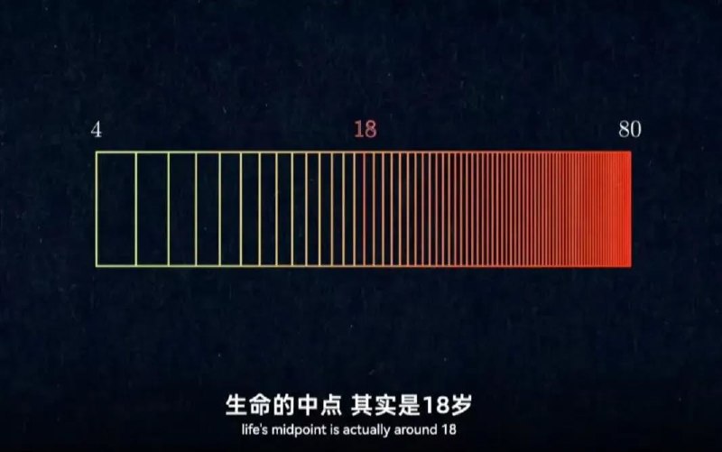 在網上看到，十分感慨： 下圖是「比例時間感知」：年紀越大，一年佔據總生命的比例越小，時間感便會加速