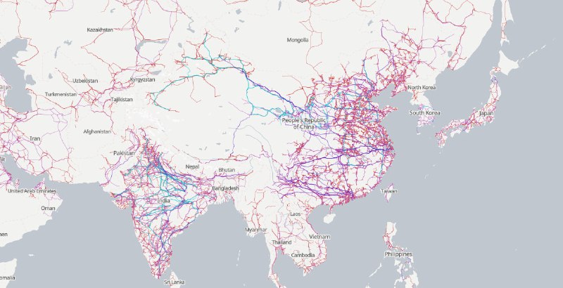 ▎全球电力设施地图该网站的地图显示全世界电力设施的位置，包括电厂、变电站、输电线等等，甚至还有风力发电机#网页 #地图 #电力 地址：