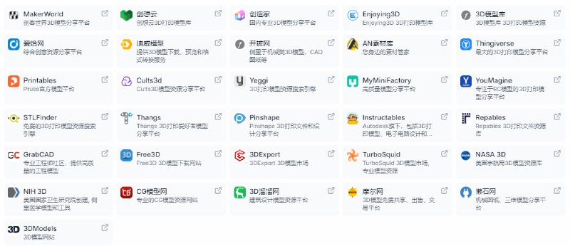 #3D #打印 #导航 聚宝盆3D打印资源导航 如题，一个 3D 打印相关的导航站，提供了模型资源、建模设计、打印服务、技术论坛等类型的网站，现在 3D 打印挺火的，价格也降下来了，可以收藏一下，免得需要了再找就很麻烦