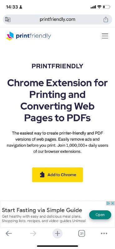 一个非常不错的自用插件，能把网页转PDF格式保存，我常常用来保存喜欢的公众号文章～复制公众号链接，浏览器打开，用这个插件即可～